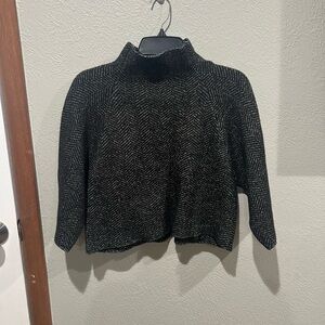 Zara Charcoal and Black Turtleneck Sweater Cropped Fit Chic Size Small EUC